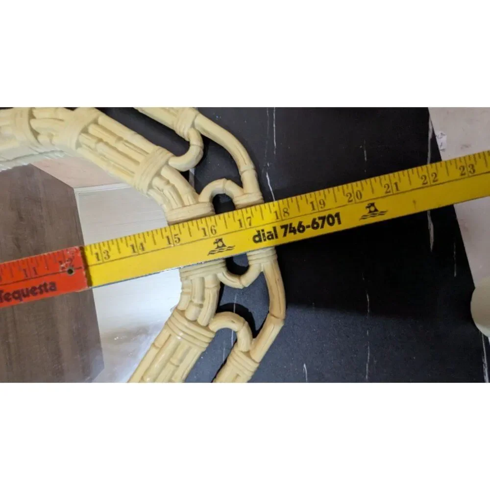 Vintage Homco Faux Bamboo Octagon Wall Mirror Cream Hollywood Regency 1983 18x14